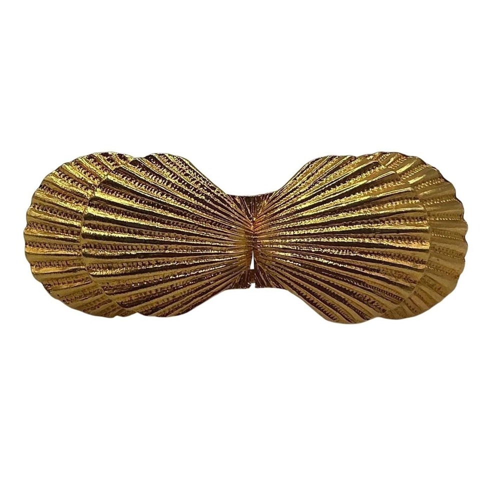 Dotty Smith Signed 1970s Gold Tone Shell Belt Buckle, Vintage for 1/2" belt